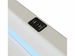 Outlet Cama con almacenaje 160x200 cm - Cama doble con USB, luz LED y reproductor Bluetooth - PU - sin colchón Blanco
