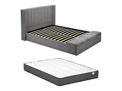 Vente-unique Cama con almacenamiento de 180 x 200 cm con banco en tela color + colchón - DOUINO