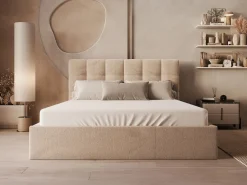 Discount Cama con arcón king size 200 x 200 cm de terciopelo en color - MIRDAL Cama Terciopelo