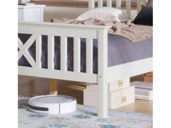 Merax Cama con cabecero - 90 x 200 cm - pino - somier - Blanco