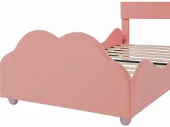 Merax Cama con cabecero en forma de nube 90 x 200 cm - terciopelo - para niños - color