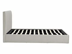 Clearance Vente-unique Cama con cajón queen size 160 x 200 cm de tela - SARANELI Gris claro