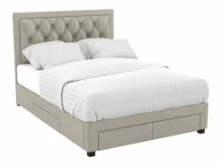 Online Vente-unique Cama con cajones en terciopelo 160 x 200 cm + colchón LEOPOLD Beige
