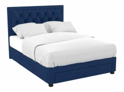 Vente-unique Cama con cajones LEOPOLD - Terciopelo azul - 160 x 200 cm