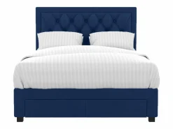 Vente-unique Cama con cajones LEOPOLD - Terciopelo azul - 160 x 200 cm