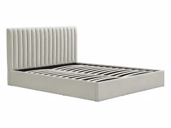 New Vente-unique Cama con canapé 140 x 190 cm de tela - SARANELI Gris claro