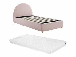 Clearance Cama con canapé 90 x 190 cm de terciopelo de pana color + colchón - LIRIMO Cama Terciopelo|Cama Infantil
