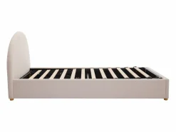 Discount Vente-unique Cama con canapé de 90 x 190 cm en tejido bouclé color + colchón - LIRIMO Crema