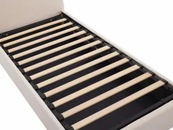 Discount Vente-unique Cama con canapé de 90 x 190 cm en tejido bouclé color + colchón - LIRIMO Crema
