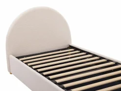 Discount Vente-unique Cama con canapé de 90 x 190 cm en tejido bouclé color + colchón - LIRIMO Crema