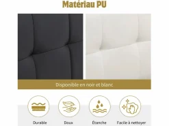 Best Cama con canapé de 140 x 190 cm con cabecero de almacenaje - LED - Piel sintética - (sin colchón) Cama Con Canapé