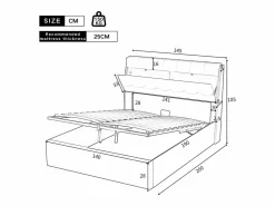 Best Cama con canapé de 140 x 190 cm con cabecero de almacenaje - LED - Piel sintética - (sin colchón) Cama Con Canapé