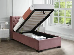 Outlet Vente-unique Cama con canapé de 90 x 200 cm con cabecero tapizado en terciopelo - MASSIMO Rosa