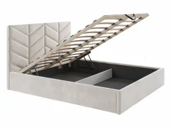 Vente-unique Cama con canapé king size 200 x 200 cm de tejido texturizado - JUSTANI
