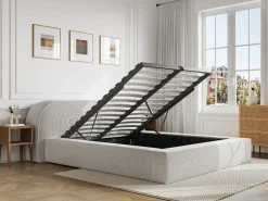 Discount Cama con canapé LIRABA 160 x 200 cm pana + colchón - Cama Terciopelo