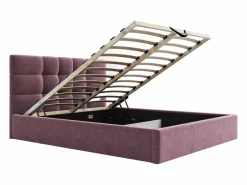 Discount Cama con canapé queen size 160 x 200 cm de tela burdeos - ELIAVA Colección Rouge Passion