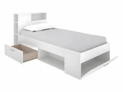 Online Vente-unique Cama con compartimentos 90 x 190 cm LEANDRE - Color: Blanco