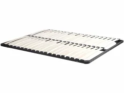 Outlet Cama con compartimentos 140 x 190 cm color natural y blanco + somier - LEANDRE Cama Con Almacenaje|Cama Adulto