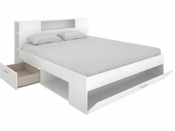 Vente-unique Cama con compartimentos 140 x 190 cm color + somier + colchón - LEANDRE
