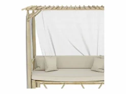Sale Cama con dosel de exterior en rama de teca y lona - Tika Tumbona
