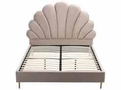 Cama con forma de concha de 140 x 190 cm en terciopelo + colchón - LIVAYA Cama Terciopelo