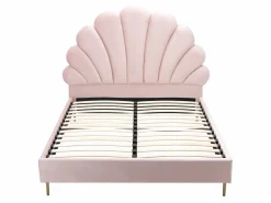 New Cama con forma de concha de 140 x 190 cm en terciopelo + colchón - LIVAYA Cama Terciopelo