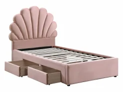 Vente-unique Cama concha 90 x 190 cm con 2 cajones en terciopelo - MOANA