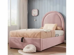 Sale Cama contenedor 90 x 190 cm con cabecero redondo - Terciopelo - Estampado cósmico - (sin colchón) Cama Terciopelo