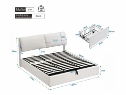 Online Cama contenedor 180 x 200 cm para adulto con 3 cajones - tejido de terciopelo - somier incluido - Cama Terciopelo