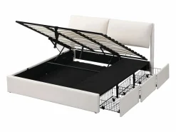 Online Cama contenedor 180 x 200 cm para adulto con 3 cajones - tejido de terciopelo - somier incluido - Cama Terciopelo