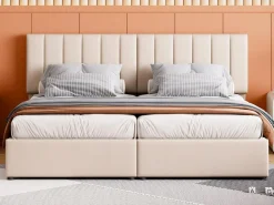 Outlet Cama contenedor 180 x 200 cm/2 x 90 x 200 cm con cabecero - cama modular - apertura lateral - tejido de lino - Cama Con Canapé|Cama Con Almacenaje