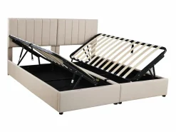 Outlet Cama contenedor 180 x 200 cm/2 x 90 x 200 cm con cabecero - cama modular - apertura lateral - tejido de lino - Cama Con Canapé|Cama Con Almacenaje