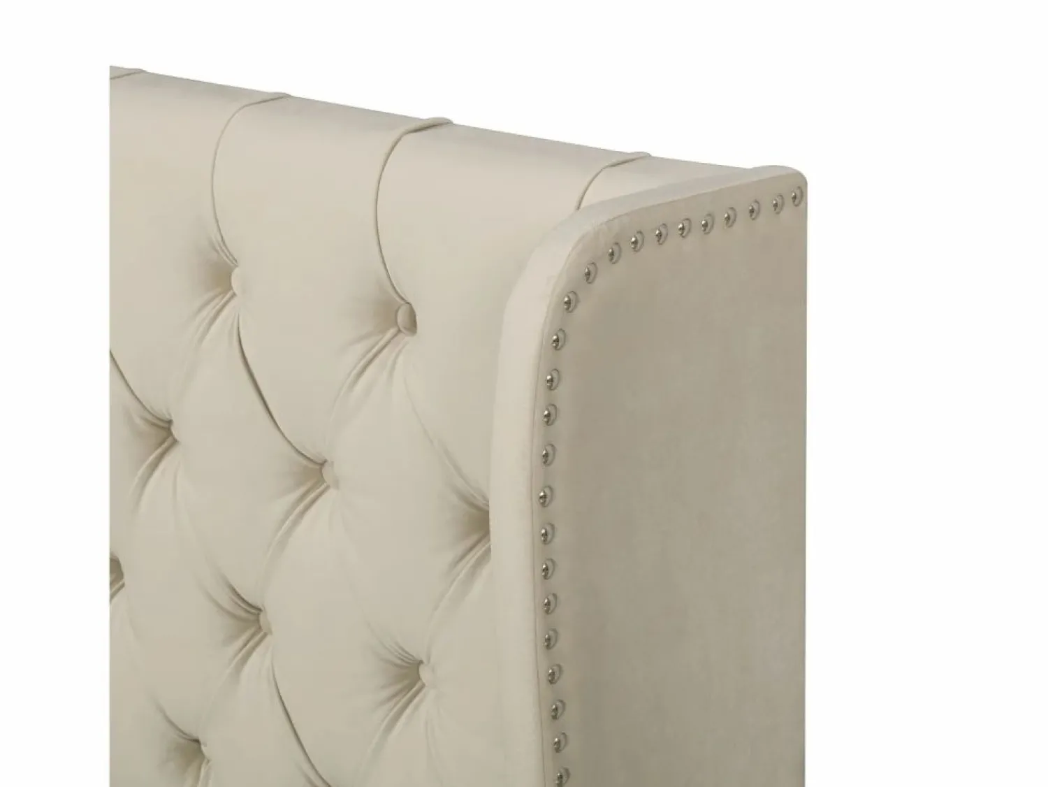 Clearance ModernLuxe Cama contenedor acolchada de terciopelo 160x200 cm con somier de láminas - Beige