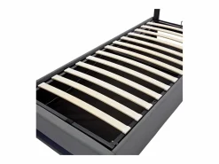 ModernLuxe Cama contenedor de piel sintética de 90x200 cm con LED - con puertos de carga (por cable e inalámbrico) -