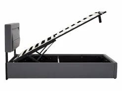 ModernLuxe Cama contenedor de piel sintética de 90x200 cm con LED - con puertos de carga (por cable e inalámbrico) -