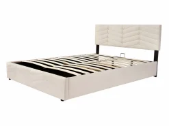 Discount Cama contenedor de terciopelo con somier de láminas + cabecero ajustable - 140x190cm - Cama Terciopelo