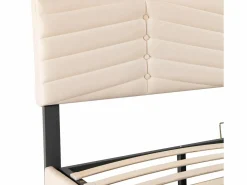 Best Cama contenedor de terciopelo con somier de láminas + cabecero ajustable - 160x200cm - Cama Terciopelo