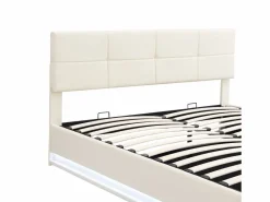 Clearance Cama contenedor tapizada 180x200 cm con iluminación LED - en símil piel - Cama Con Canapé