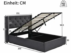 Discount Merax Cama contenedor 140x200 cm acolchada de algodón, somier incluido, oscuro Gris