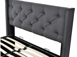 Discount Merax Cama contenedor 140x200 cm acolchada de algodón, somier incluido, oscuro Gris