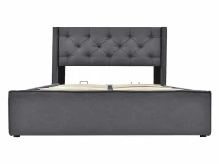 Discount Merax Cama contenedor 140x200 cm acolchada de algodón, somier incluido, oscuro Gris