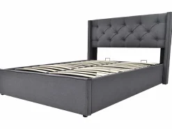 Discount Merax Cama contenedor 140x200 cm acolchada de algodón, somier incluido, oscuro Gris