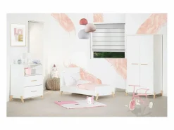 Cama convertible 140x70 - Little Big Bed sobre patas de madera blanca