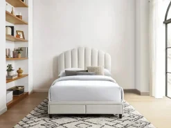 Best Cama de 160 x 200 cm con cajones - Terciopelo - + Colchón - ILISIO Cama Terciopelo