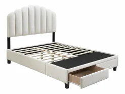 Best Cama de 160 x 200 cm con cajones - Terciopelo - + Colchón - ILISIO Cama Terciopelo
