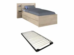 New Cama de 90 x 200 cm con canapé color natural + somier - TENALIA Cama Infantil