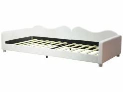 Sale Merax Cama de día tapizada - 90 x 200 cm - 2 cajones - tejido afelpado - somier de láminas - para niños o bebés - Blanco