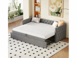 Cama de día 90x200 cm, cama nido 90x190 cm - Cama infantil en terciopelo con somier de láminas Cama Terciopelo|Cama Diván
