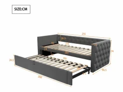 Cama de día 90x200 cm, cama nido 90x190 cm - Cama infantil en terciopelo con somier de láminas Cama Terciopelo|Cama Diván