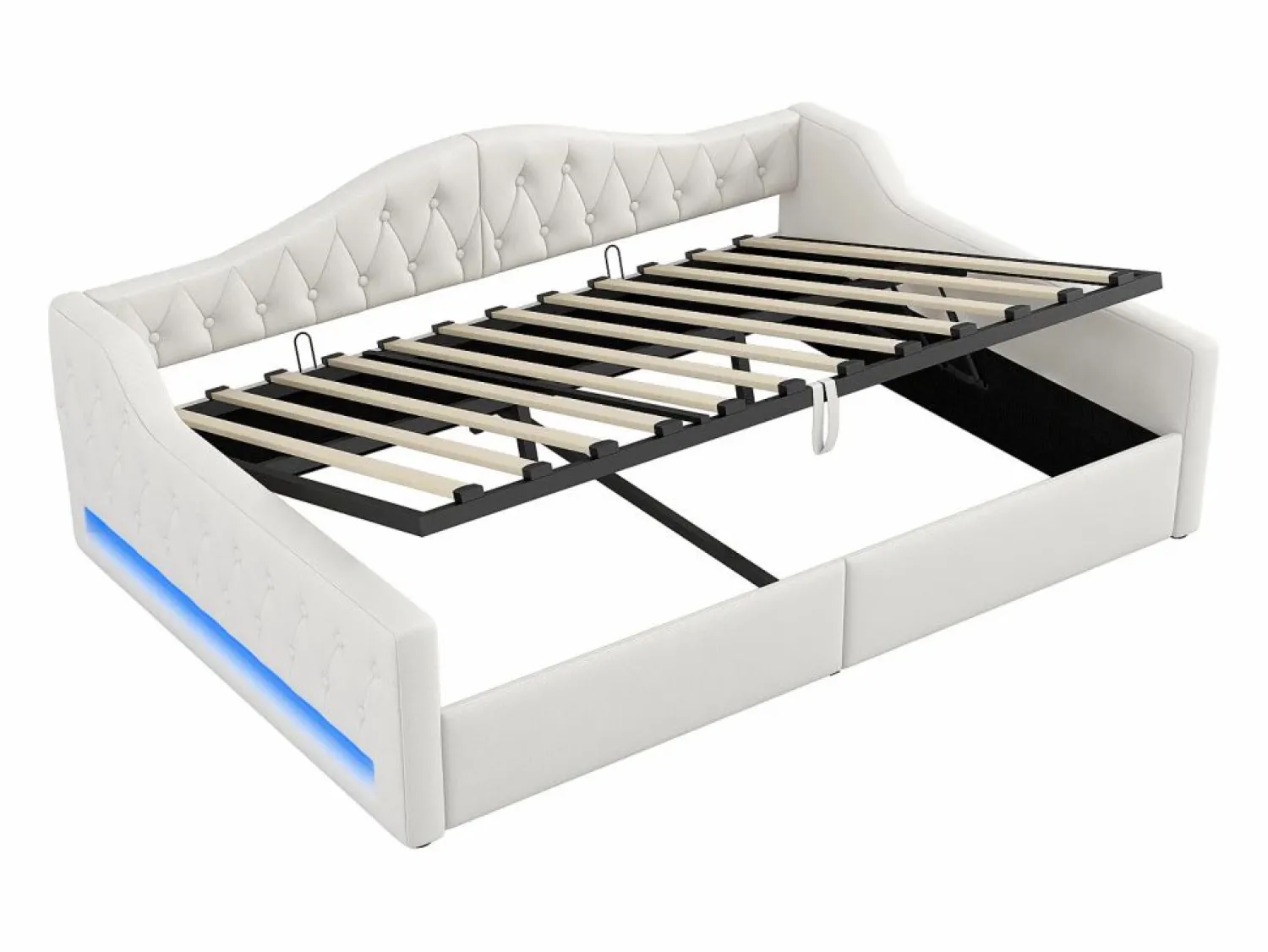 Hauss Spole Cama de día 140x200 cm en lino - Cama de adulto con canapé y LED